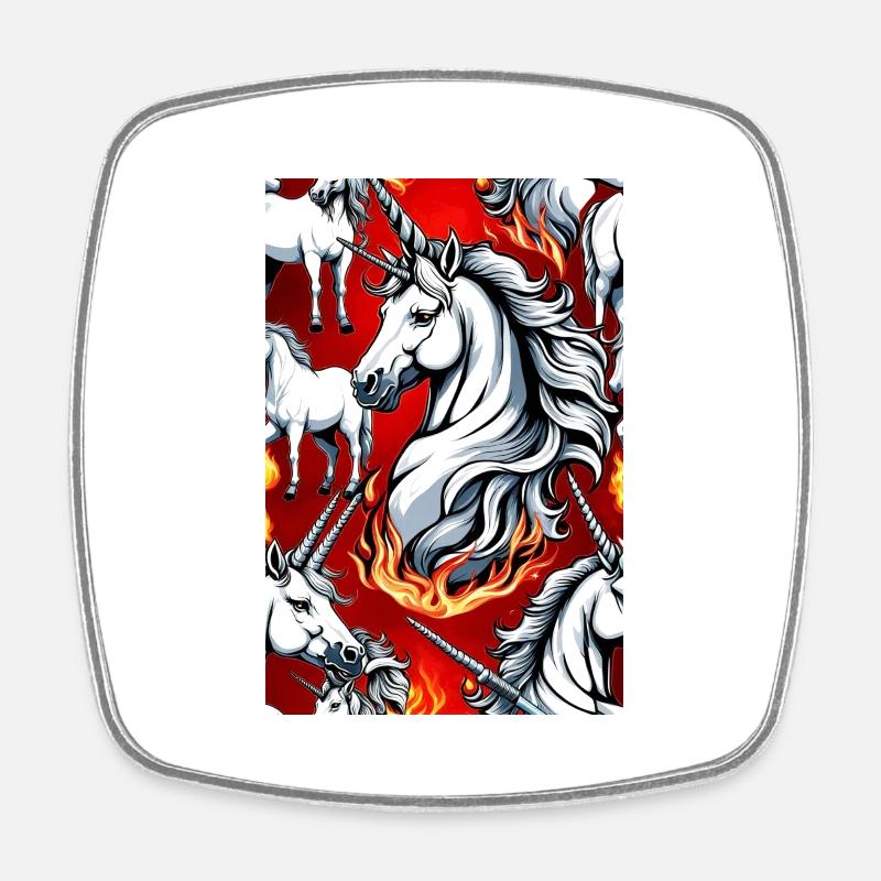 White Animals Einhorn - Viereckiger Kühlschrankmagnet - Weiß
