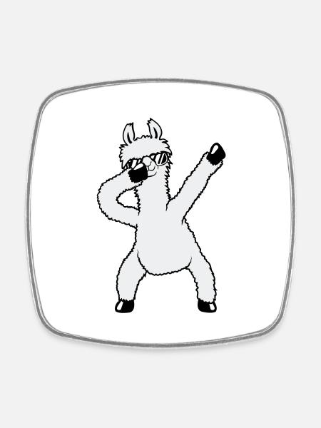 Lustiges Dabbing Dab Dance Lama Coole Sonnenbrille - Viereckiger Kühlschrankmagnet - Weiß