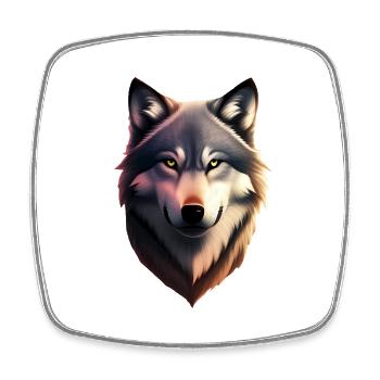 Loup - Magnet carré - blanc - Devant
