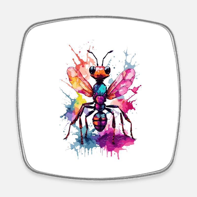 Ant Cool in Watercolors. Illustration. Neon - Square fridge magnet - white
