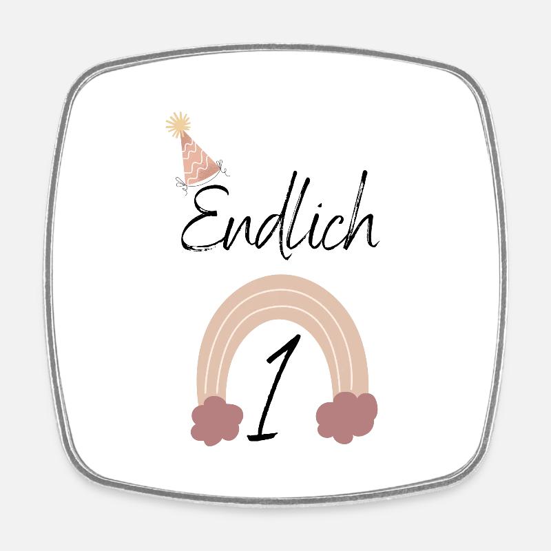 Erster Geburtstag, Endlich 1 - Viereckiger Kühlschrankmagnet - Weiß