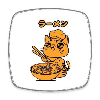 Manga Cat Ramen - Square fridge magnet - white - Front