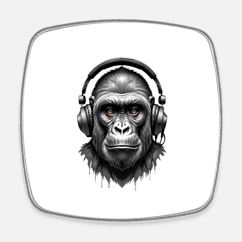Techno Gorille - Magnet carré - blanc