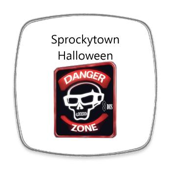 Sprockytown Halloween Danger Zone - Viereckiger Kühlschrankmagnet - Weiß - Vorne