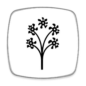 Flower with stem - Square fridge magnet - white - Front