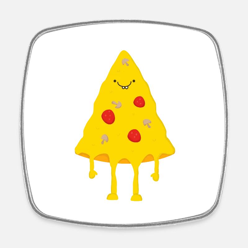 Happy Pizza - Square fridge magnet - white