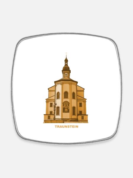 Traunstein Stadtpfarrkirche Chiemgau Oberbayern - Viereckiger Kühlschrankmagnet - Weiß