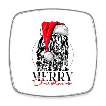 Père Noël Afghan Hound Joyeux Noël Chiens - Magnet carré - blanc - Devant