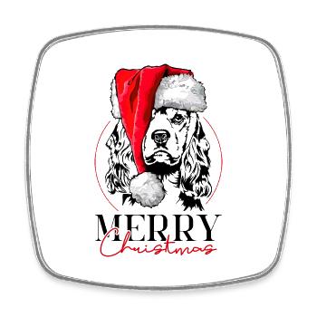 Père Noël American Cocker Spaniel Joyeux Noël Chien - Magnet carré - blanc - Devant