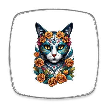 chat mexique - dia de los muertos - Magnet carré - blanc - Devant