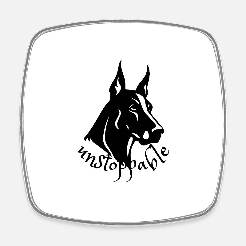 unstoppable -Dobermann - Viereckiger Kühlschrankmagnet - Weiß