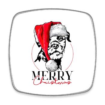 Père Noël Border Terrier joyeux Noël chien Wilsigns - Magnet carré - blanc - Devant