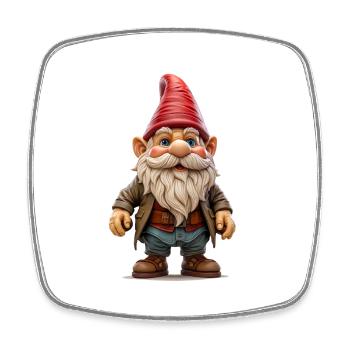 Garden gnome, a symbol of tradition and humour - Square fridge magnet - white - Front