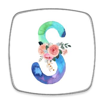 Lettre S watercolor - Magnet carré - blanc - Devant
