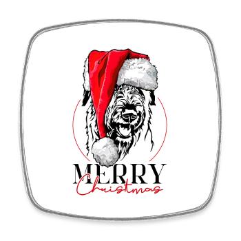 Santa Irish Wolfhound Merry Christmas Wilsigns - Viereckiger Kühlschrankmagnet - Weiß - Vorne