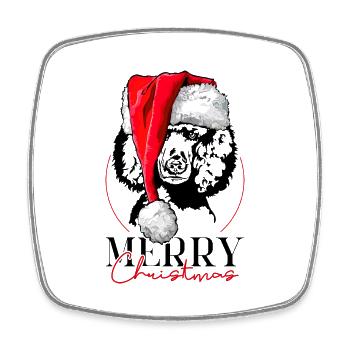 Père Noël caniche joyeux Noël chiens chien Wilsigns - Magnet carré - blanc - Devant