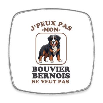 Chien de race bouvier bernois chien mignon - Magnet carré - blanc - Devant