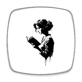 Femme lisant un livre - Magnet carré - blanc - Devant