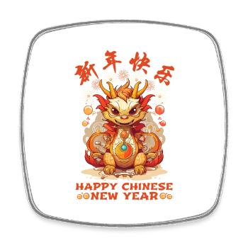 Année du Dragon Joyeux Nouvel An Chinois 2024 - Magnet carré - blanc - Devant