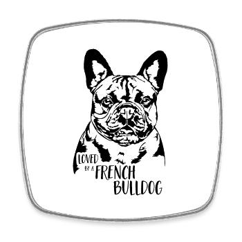 Aimé par un chien bouledogue français disant Wilsigns - Magnet carré - blanc - Devant