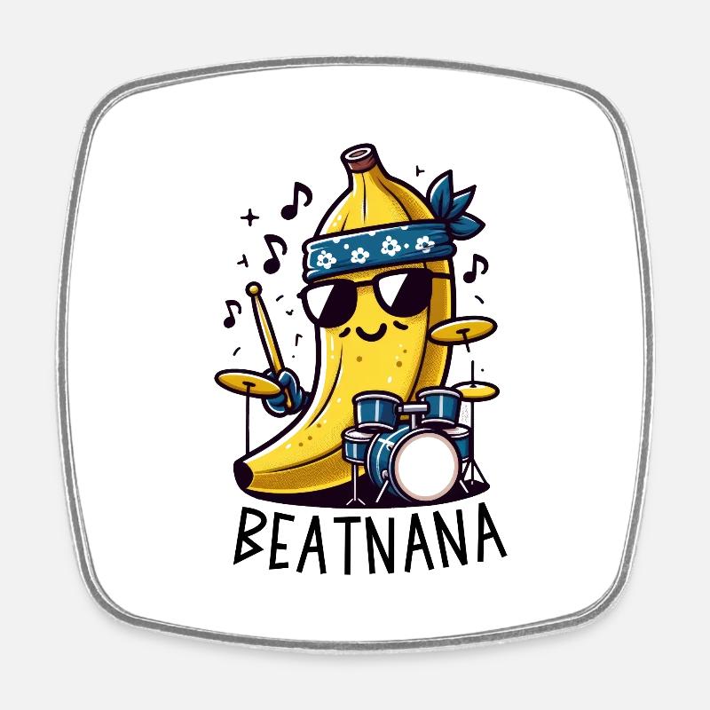 Beat Peel: Banana's Rhythmic Jam - Square fridge magnet - white