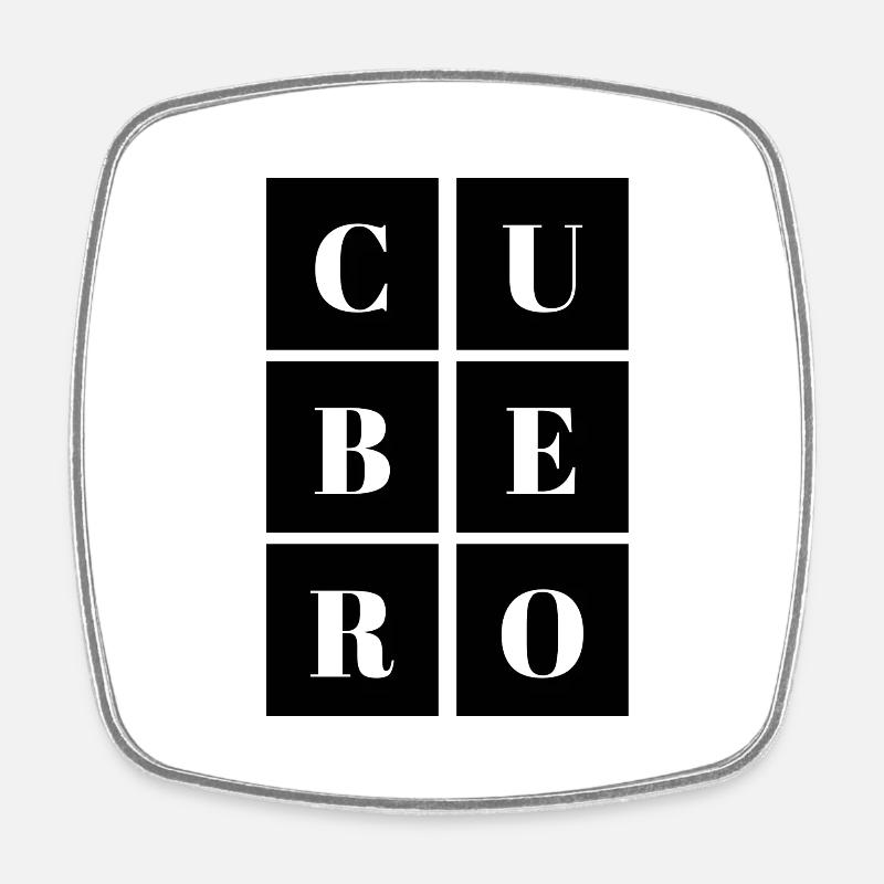Black & White Square Cube - Square fridge magnet - white