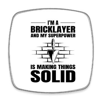 Bricklayer Bricklaying Brick Mason Wall Builder - Square fridge magnet - white - Front