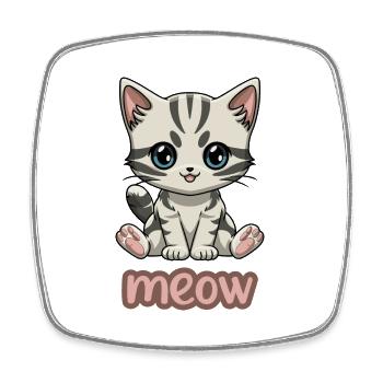 Sassy Kitten Meow - Adorable T-shirt félin amusant - Magnet carré - blanc - Devant