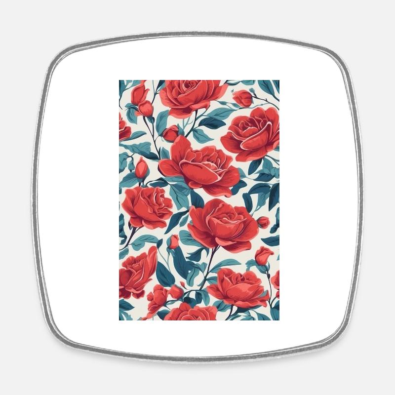 Red Roses - Square fridge magnet - white