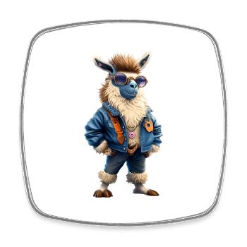 Hipster Lama - Viereckiger Kühlschrankmagnet - Weiß - Vorne