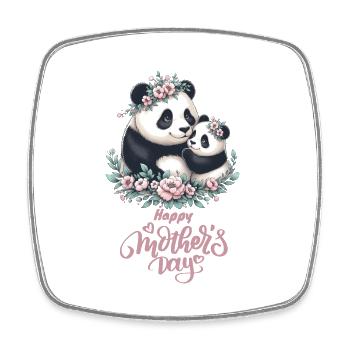 Joyeuse fête des mères Couronne florale maman Panda - Magnet carré - blanc - Devant