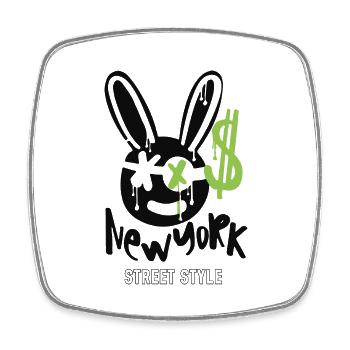 street, new york, rabbit, dollar - Viereckiger Kühlschrankmagnet - Weiß - Vorne