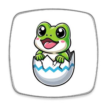 Oeuf de Pâques coloré avec motif de grenouille à éclore - Magnet carré - blanc - Devant