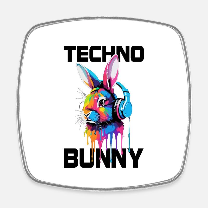 Lapin Techno - Magnet carré - blanc
