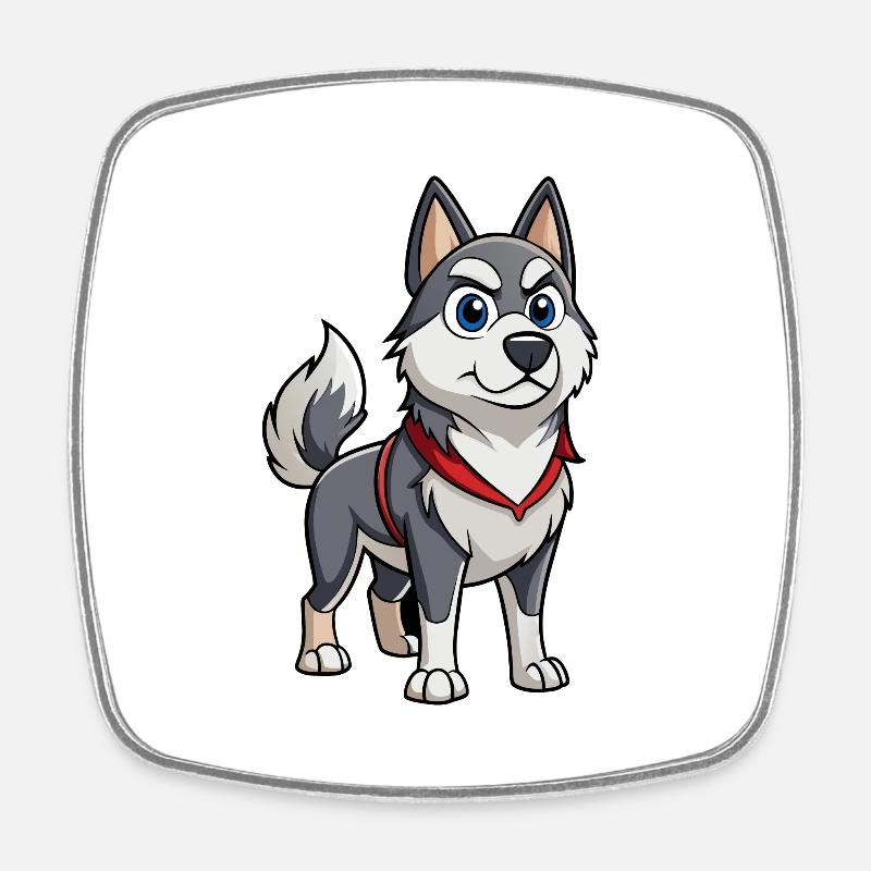 Un chien d’élan norvégien à l’expression déterminée - Magnet carré - blanc