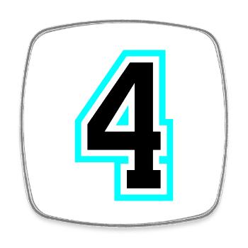 4 Number symbol - Square fridge magnet - white - Front