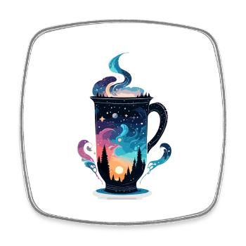 Silhouette / Forest / Portrait / Trees / Mug - Square fridge magnet - white - Front
