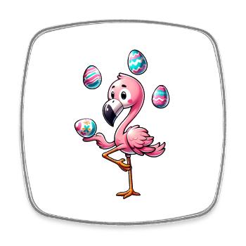 Flamingo Jonglerie Oeufs de Pâques Festival de Pâques - Magnet carré - blanc - Devant