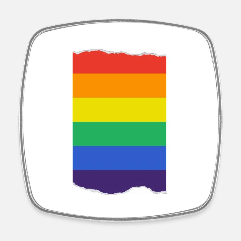 Drapeau Pride Déchiré - Liberté et Résistance LGBT - Magnet carré - blanc