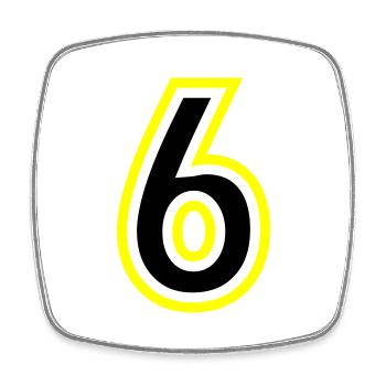 6 Number College - Square fridge magnet - white - Front