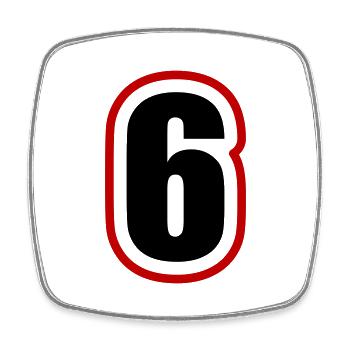 6 Number College - Square fridge magnet - white - Front