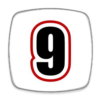 9 Zahl College - Viereckiger Kühlschrankmagnet - Weiß - Vorne
