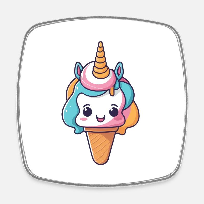 Licorne Glace - Magnet carré - blanc