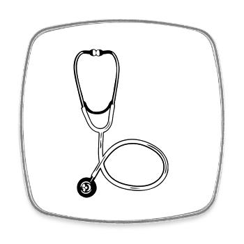Médecin Stéthoscope Symbole Médical Entendre Expertise - Magnet carré - blanc - Devant