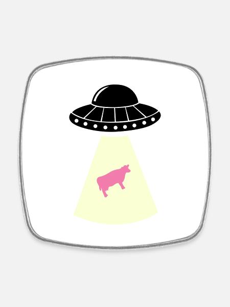 UFO Cow - Square fridge magnet - white