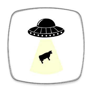 ufo kuh - Viereckiger Kühlschrankmagnet - Weiß - Vorne