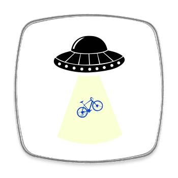 Vélo OVNI - Magnet carré - blanc - Devant