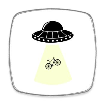 ufo fahrrad - Viereckiger Kühlschrankmagnet - Weiß - Vorne