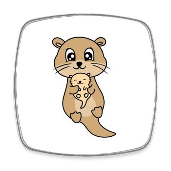 Mère et bébé loutre mignon - Magnet carré - blanc - Devant