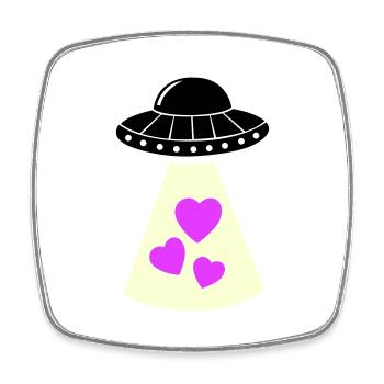 ufo herz - Viereckiger Kühlschrankmagnet - Weiß - Vorne
